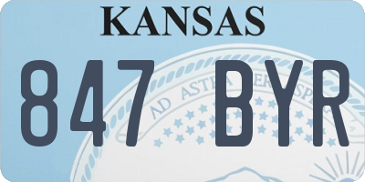 KS license plate 847BYR