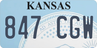 KS license plate 847CGW