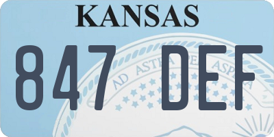 KS license plate 847DEF