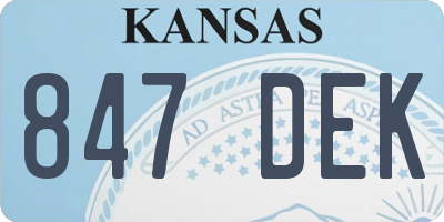KS license plate 847DEK