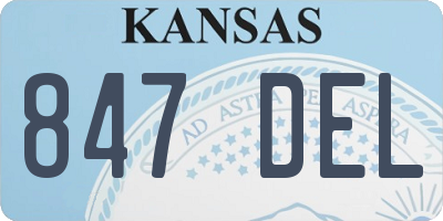 KS license plate 847DEL