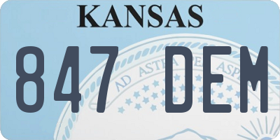 KS license plate 847DEM