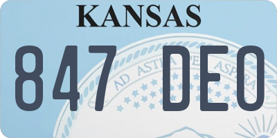 KS license plate 847DEO