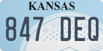KS license plate 847DEQ