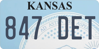 KS license plate 847DET