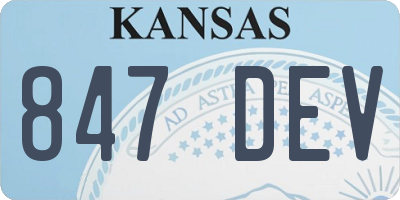 KS license plate 847DEV