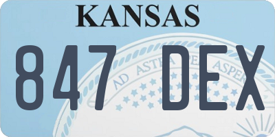 KS license plate 847DEX