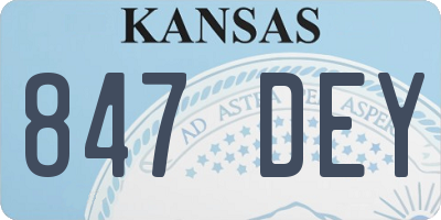 KS license plate 847DEY