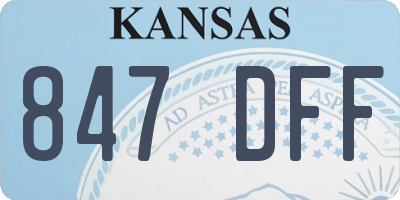 KS license plate 847DFF