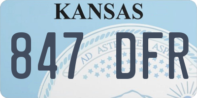 KS license plate 847DFR