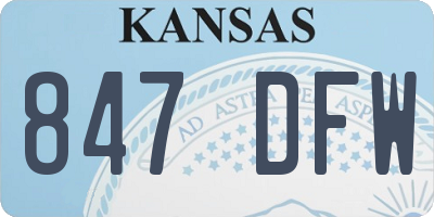 KS license plate 847DFW