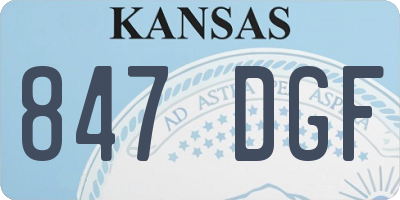KS license plate 847DGF