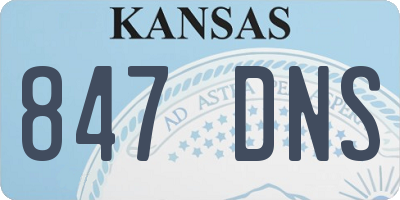 KS license plate 847DNS