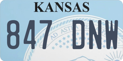 KS license plate 847DNW