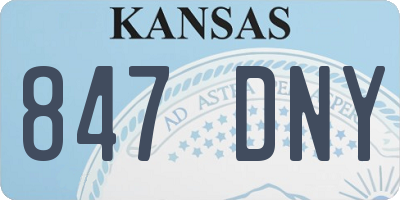 KS license plate 847DNY