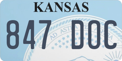 KS license plate 847DOC