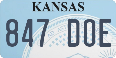 KS license plate 847DOE