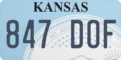 KS license plate 847DOF