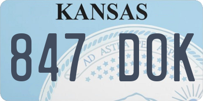 KS license plate 847DOK