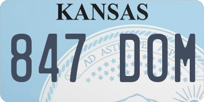 KS license plate 847DOM
