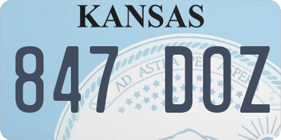 KS license plate 847DOZ