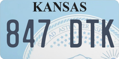 KS license plate 847DTK