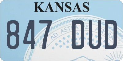 KS license plate 847DUD