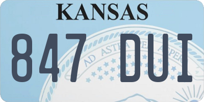 KS license plate 847DUI