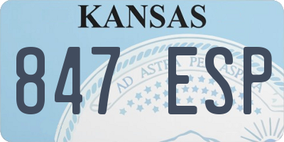 KS license plate 847ESP