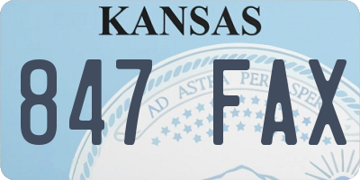 KS license plate 847FAX