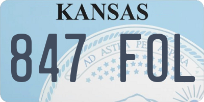 KS license plate 847FOL