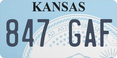 KS license plate 847GAF