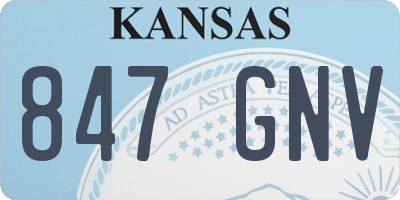 KS license plate 847GNV