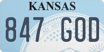 KS license plate 847GOD