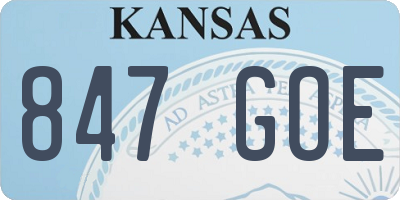 KS license plate 847GOE