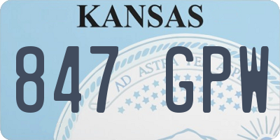 KS license plate 847GPW