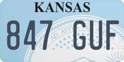 KS license plate 847GUF