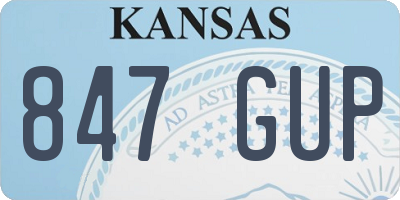 KS license plate 847GUP
