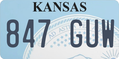 KS license plate 847GUW