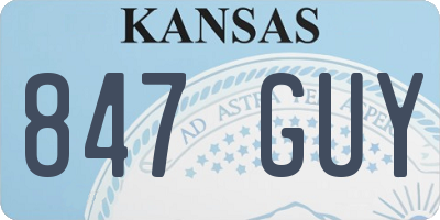 KS license plate 847GUY