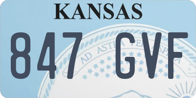 KS license plate 847GVF