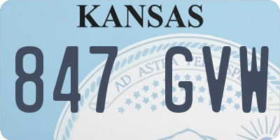 KS license plate 847GVW