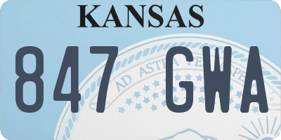KS license plate 847GWA
