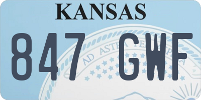 KS license plate 847GWF