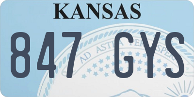 KS license plate 847GYS