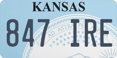 KS license plate 847IRE