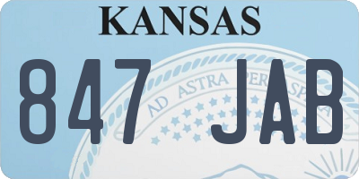 KS license plate 847JAB
