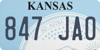 KS license plate 847JAO