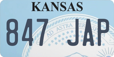 KS license plate 847JAP