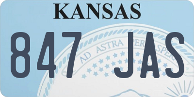 KS license plate 847JAS
